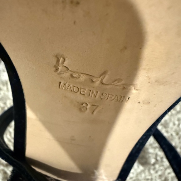 Boden Navy Velvet Heels with Silver Glitter Block - Picture 4 of 5